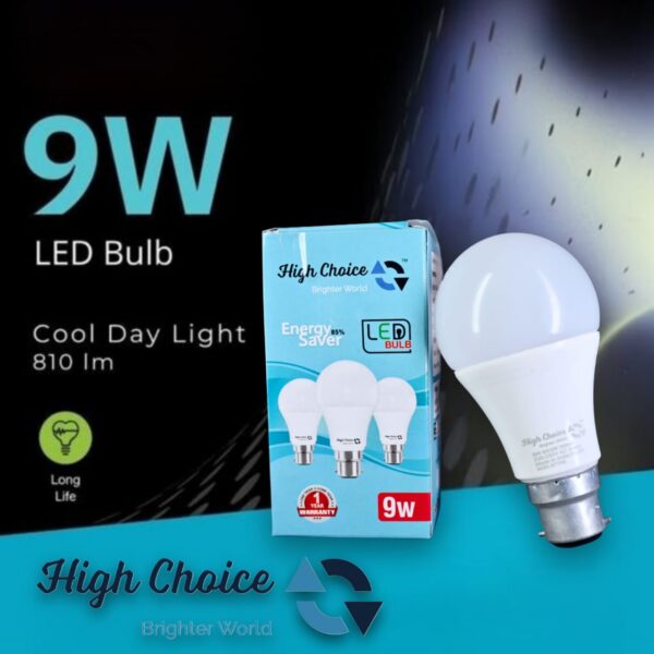 9W LED Bulb, Cool Day Light (6500K), B22 Base, Energy-Efficient, 4kV Surge Protection, Long-Lasting Durability -